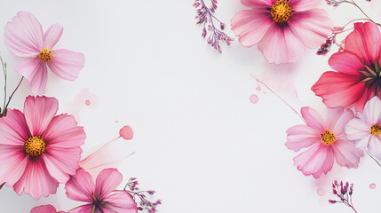 Fototapeta premium Elegant wedding invitation card background vector. Minimal hand painted watercolor botanical flowers texture template background. Design for wedding, vip cover, poster, rsvp moderncard.Valentine's Day