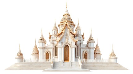 Fototapeta premium Explore the majestic white temple thailand a stunning architectural marvel in a spiritual environment with a captivating front view