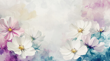 Fototapeta premium Elegant wedding invitation card background vector. Minimal hand painted watercolor botanical flowers texture template background. Design for wedding, vip cover, poster, rsvp moderncard.Valentine's Day