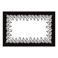 Abstract Black Frame with Radiating Lines Decorative Border Vector Illustration Isolated on White Background