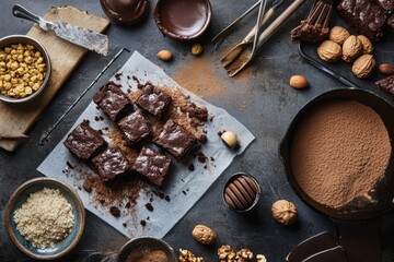 Delicious Homemade Chocolate Brownies Baking Ingredients