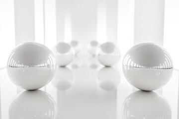 A minimalist bokeh effect with evenly spaced, glowing orbs on a clean, white backdrop.