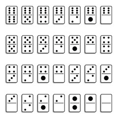 Full set of black and white dominoes