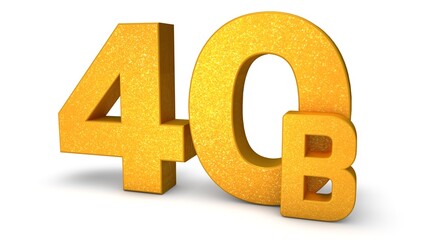 Obraz premium 40B 3D isolated with gold shade Color on white background, 3D illustration Billion signs