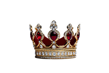 High-quality gold and Red Royal Crown  Isolated on Transparent PNG