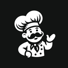 Restaurant Chef logo mascot, a happy chef with a mustache vector illustration