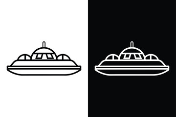 Fototapeta premium Black & White Hovercraft Icon. Simple, Clean Water Vehicle Designs