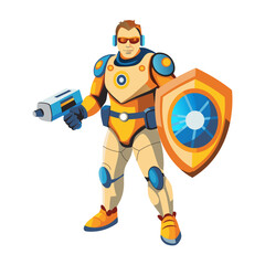 Obraz premium A flat style illustration of an armoured defender