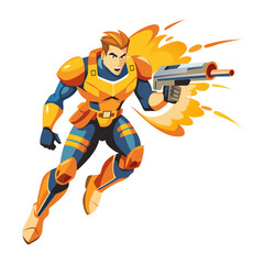 Obraz premium Action shooter illustration in flat style