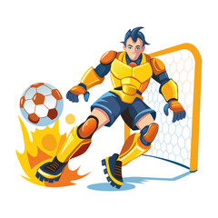 A flat illustration of a football player 

