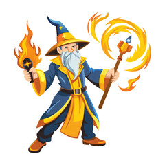 Powerful sorcerer illustration in flat style 

