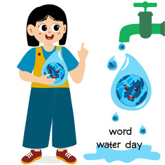 World water day concept. Little kid playing with water, world water day concept. Concept Of Word Water Day