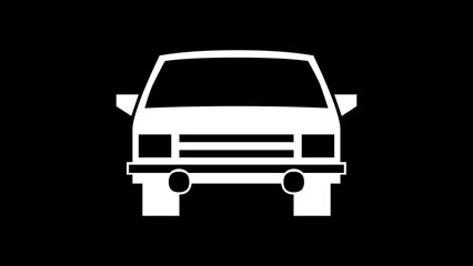 Car shape sign icon white color in black background