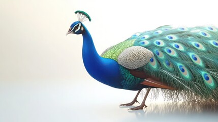 Fototapeta premium A vibrant peacock showcasing its colorful plumage.