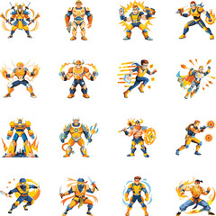 Collection of Flat Style Cyber Gaming Characters 

