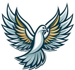Obraz premium vector artwork illustration of a dove bird designed for logo use. The design should feature a sleek, minimalist style with clean lines and balanced proportions 