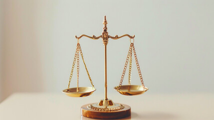 A pair of golden scales balanced evenly symbolizing