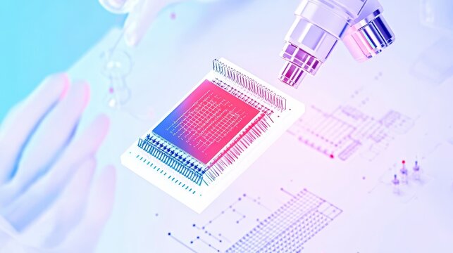 Microscopic View of DNA Microarray Being Analyzed Under Microscope in Lab