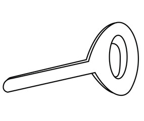 Cute cartoon hand drawn vector key outline coloring page.