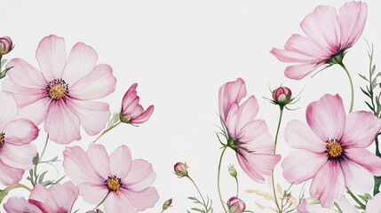 Fototapeta premium Elegant wedding invitation card background vector. Minimal hand painted watercolor botanical flowers texture template background. Design for wedding, vip cover, poster, rsvp moderncard.Valentine's Day