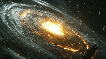 Fiery Spiral Galaxy in Deep Space