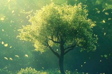 A timelapse-inspired animation of a tree growing taller and fuller, with leaves gently swaying in the wind.