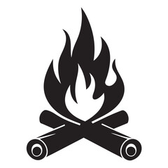 
Campfire icon silhouette illustration White background Burning bonfire with a large flame for camping Illustration of a fire icon Campfire silhouette vector
