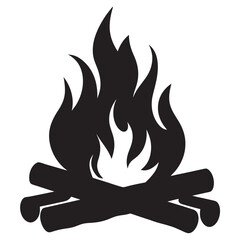 
Campfire icon silhouette illustration White background Burning bonfire with a large flame for camping Illustration of a fire icon Campfire silhouette vector
