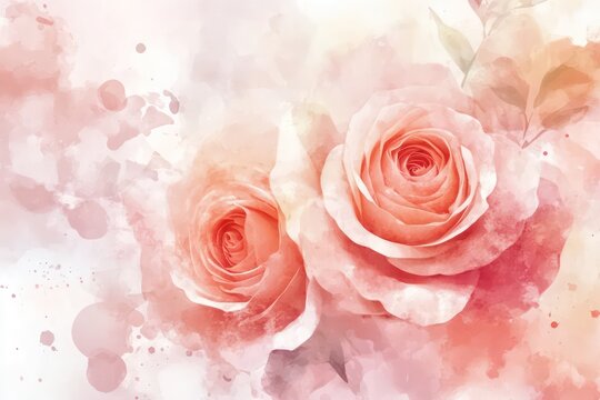 A wedding-themed set of watercolor roses with pale pink and peach tones, ideal for invitations or flyers.