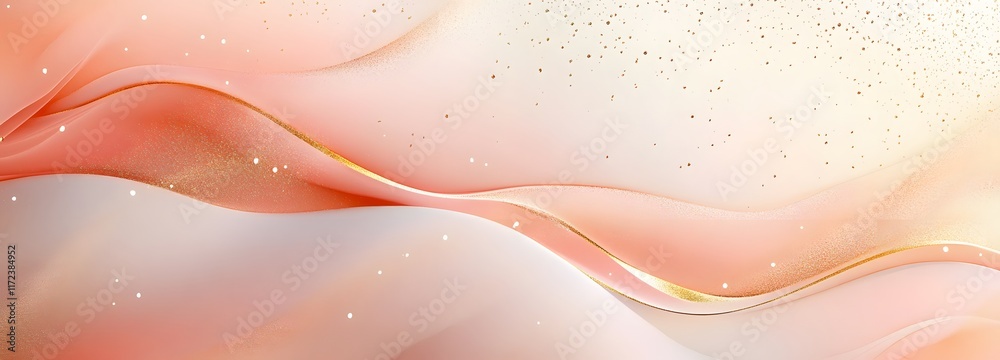 Wall mural a soft pink and peach gradient with shimmering gold effects, empty space in the center for text