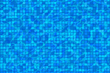vector cartoon swimming pool water illustration. Tiles underwater and reflections on water

