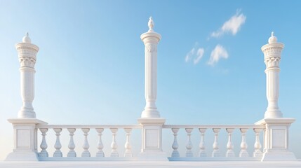 Elegant white architectural structure with columns and railings.