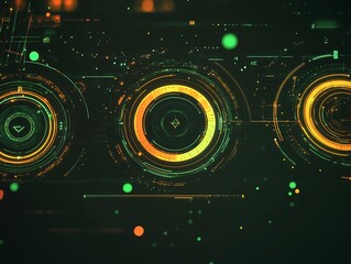 Obraz premium Abstract Futuristic Green Orange Technology Interface Design