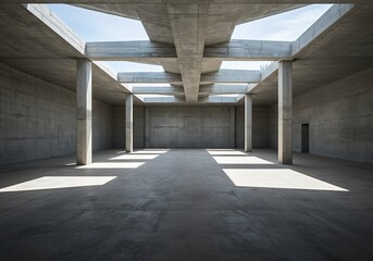 empty concrete open space interior with sunlight
