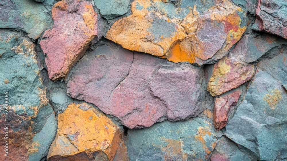 Aufkleber colorful textured oxide rock surface with intricate patterns and natural hues suitable for backgroun