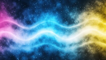 Obraz premium Abstract Cosmic Nebula Background Blue Pink and Yellow Galactic Waves with Stars