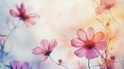 Naklejka premium Elegant wedding invitation card background vector. Minimal hand painted watercolor botanical flowers texture template background. Design for wedding, vip cover, poster, rsvp moderncard.Valentine's Day