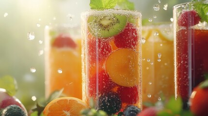 Fototapeta premium Many glass of fruit juice