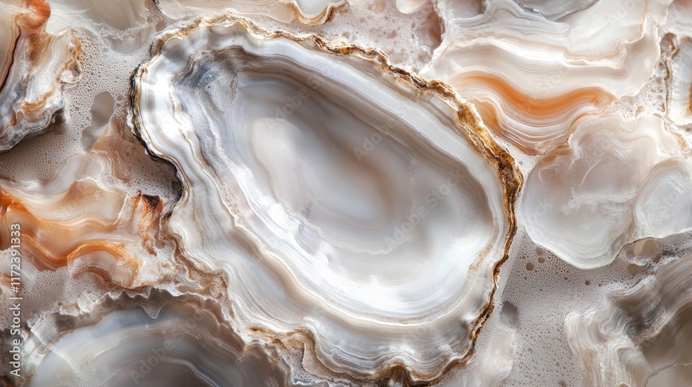 Poster elegant close-up of natural oyster shells showcasing unique patterns and textures in a serene coasta