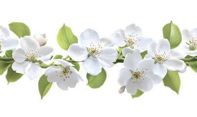 Obraz premium White blossom branch border.