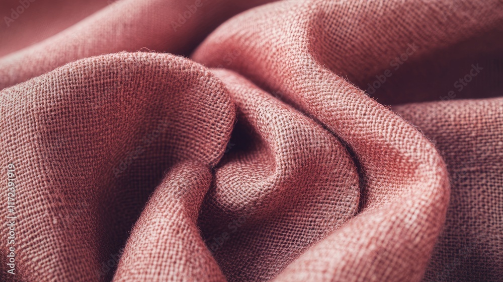 Poster Textured pink linen fabric close-up creating a soft and elegant background for various design projects and creative compositions