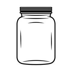 Mason jar icon, outline, silhouette, vector, illustration, isolated on white background