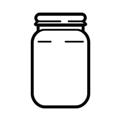 Mason jar icon, outline, silhouette, vector, illustration, isolated on white background