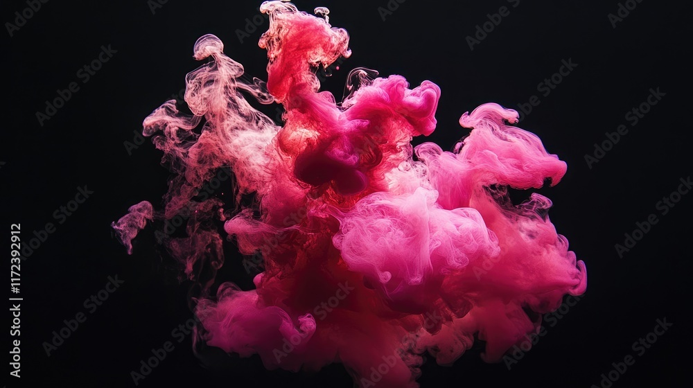 Poster vibrant pink smoke swirling against a dark background creating an artistic and dramatic abstract vis
