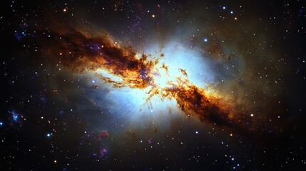 Fototapeta premium Stunning view of a vibrant galaxy amidst deep space showcasing the beauty and mysteries of the cosmos in science fiction art style