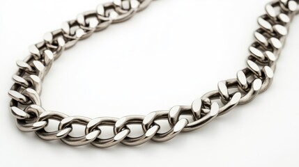 Obraz premium Silver chain necklace with blank pendant space on a white background for customizable jewelry design or fashion accessories promotion