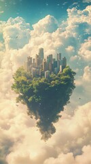 A City Among The Clouds A Floating Metropolis Of Green And Stone