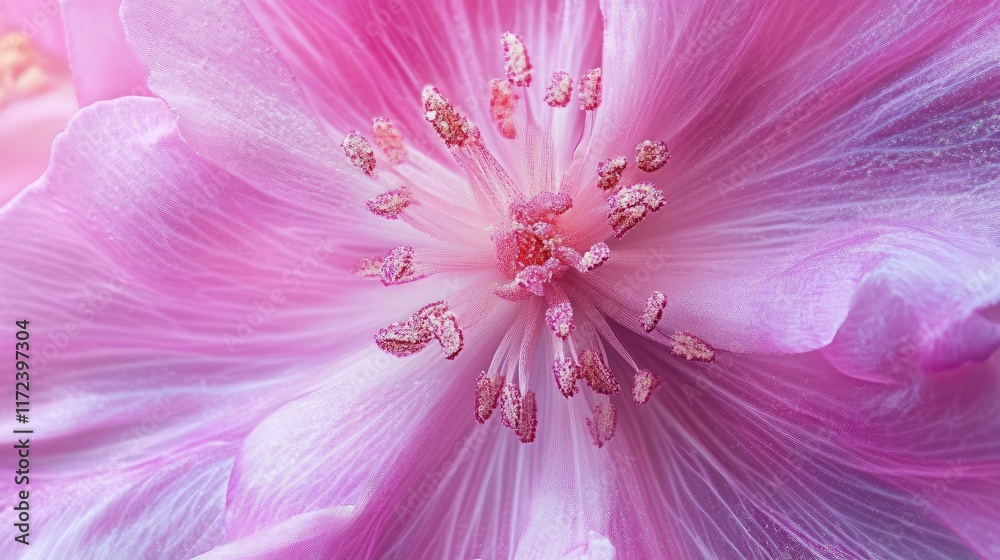 Poster pink fireweed flower macro showcasing intricate details of petals and pollen in vibrant hues for nat