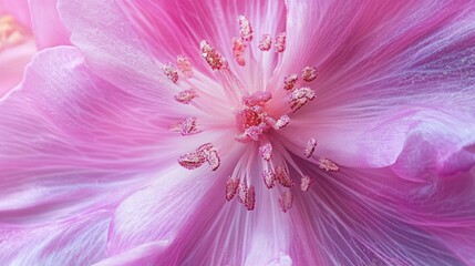 Obraz premium Pink fireweed flower macro showcasing intricate details of petals and pollen in vibrant hues for nature and floral photography collections.