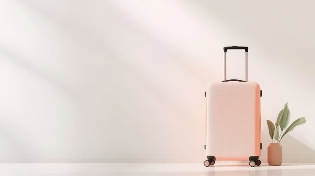 Minimalist travel luggage bag in radiant peach color, perfect for stylish adventures and effortless journeys.